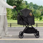 Passeggino per cani di piccola taglia e gatti, passeggino pieghevole leggero per animali domestici con ruote anti-vibrazione a 360°, cestino portaoggetti e capottina parasole