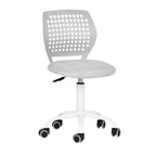 FurnitureR Armless Desk Chair with Rolling Wheels, Compact Adjustable Height Swivel Study Computer Task Chair with Breathable Back, Gray