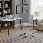 Sedia da scrivania senza braccioli con ruote, sedia da studio compatta girevole regolabile in altezza con schienale traspirante, grigio