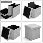 Pouff contenitore pieghevole in tessuto Teddy da 38 cm - Pouff multifunzionale accogliente, sgabello per soggiorno, camera da letto, dormitorio e altro ancora
