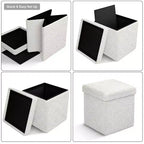 Pouff contenitore pieghevole in tessuto Teddy da 38 cm - Pouff multifunzionale accogliente, sgabello per soggiorno, camera da letto, dormitorio e altro ancora