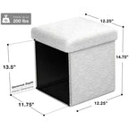 Pouff contenitore pieghevole in tessuto Teddy da 38 cm - Pouff multifunzionale accogliente, sgabello per soggiorno, camera da letto, dormitorio e altro ancora