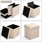 Pouff contenitore pieghevole in tessuto Teddy da 38 cm - Pouff multifunzionale accogliente, sgabello per soggiorno, camera da letto, dormitorio e altro ancora