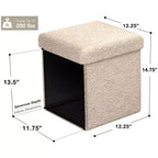Pouff contenitore pieghevole in tessuto Teddy da 38 cm - Pouff multifunzionale accogliente, sgabello per soggiorno, camera da letto, dormitorio e altro ancora