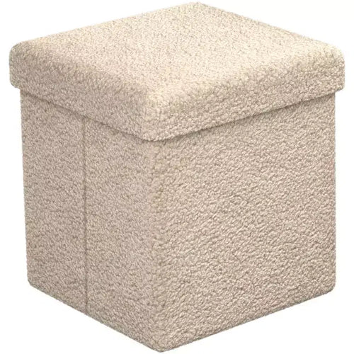 Sorbus 15 Inch Teddy Fabric Foldable Storage Ottoman - Multipurpose Cozy Ottoman, Stool for Living Room, Bedroom, Dorm, and more