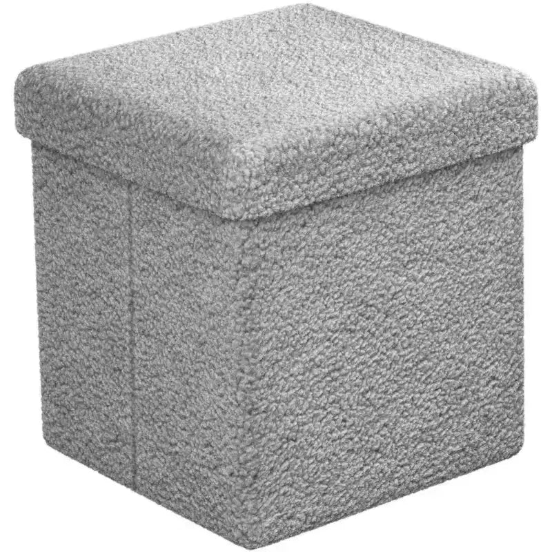 Pouff contenitore pieghevole in tessuto Teddy da 38 cm - Pouff multifunzionale accogliente, sgabello per soggiorno, camera da letto, dormitorio e altro ancora