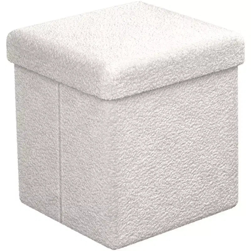 Pouff contenitore pieghevole in tessuto Teddy da 38 cm - Pouff multifunzionale accogliente, sgabello per soggiorno, camera da letto, dormitorio e altro ancora