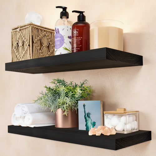 Sorbus 2 Pack 16 Solid Wood Floating Shelves - for Bathroom Decor, Books, Bedroom & Living Room