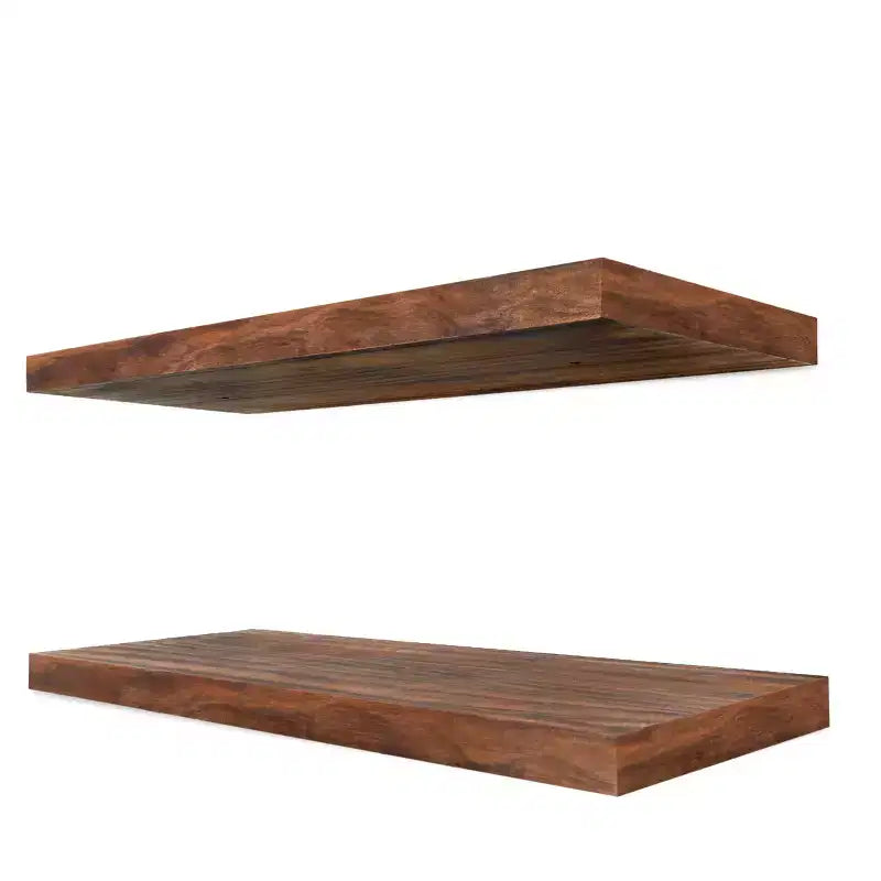 Confezione da 2 mensole galleggianti in legno massello da 40 cm - per arredo bagno, libri, camera da letto e soggiorno