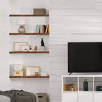 Confezione da 2 mensole galleggianti in legno massello da 40 cm - per arredo bagno, libri, camera da letto e soggiorno