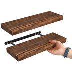 Confezione da 2 mensole galleggianti in legno massello da 40 cm - per arredo bagno, libri, camera da letto e soggiorno