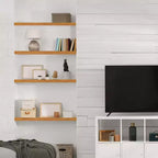 Confezione da 2 mensole galleggianti in legno massello da 40 cm - per arredo bagno, libri, camera da letto e soggiorno