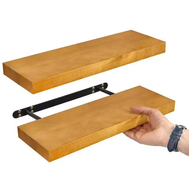 Confezione da 2 mensole galleggianti in legno massello da 40 cm - per arredo bagno, libri, camera da letto e soggiorno