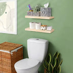 Confezione da 2 mensole galleggianti in legno massello da 40 cm - per arredo bagno, libri, camera da letto e soggiorno