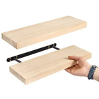 Confezione da 2 mensole galleggianti in legno massello da 40 cm - per arredo bagno, libri, camera da letto e soggiorno