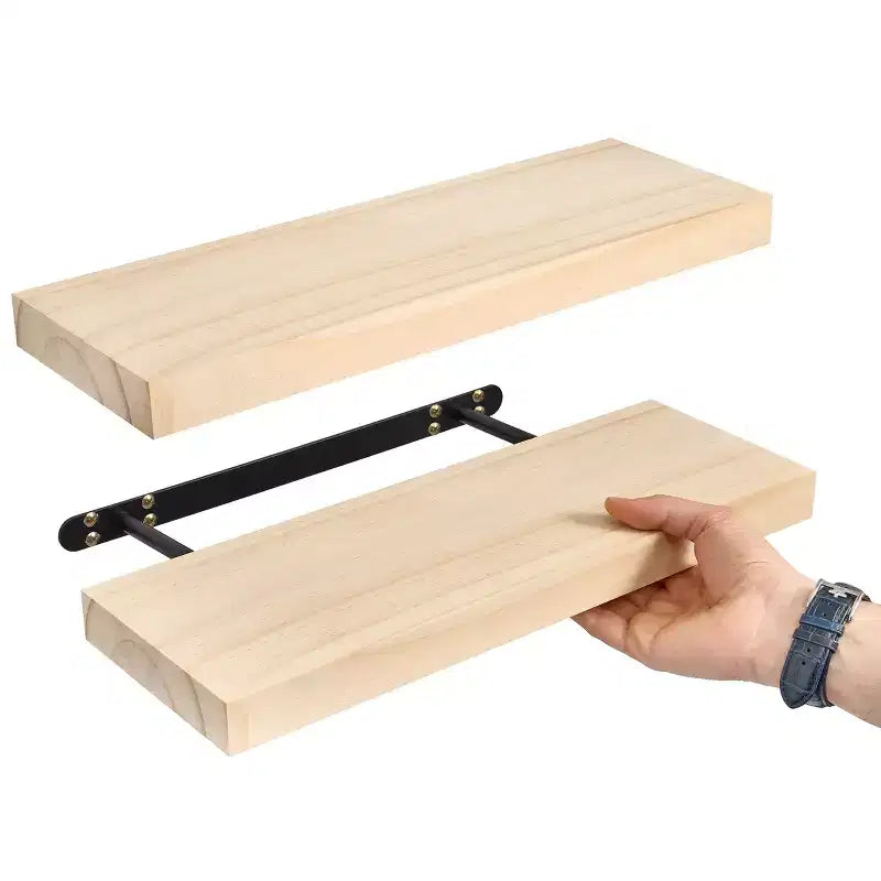 Confezione da 2 mensole galleggianti in legno massello da 40 cm - per arredo bagno, libri, camera da letto e soggiorno