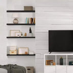 Confezione da 2 mensole galleggianti in legno massello da 40 cm - per arredo bagno, libri, camera da letto e soggiorno