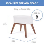 Culla portatile Aero con gambe in legno, bianca