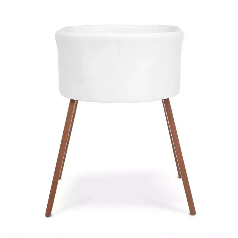 Culla portatile Aero con gambe in legno, bianca