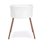 Culla portatile Aero con gambe in legno, bianca