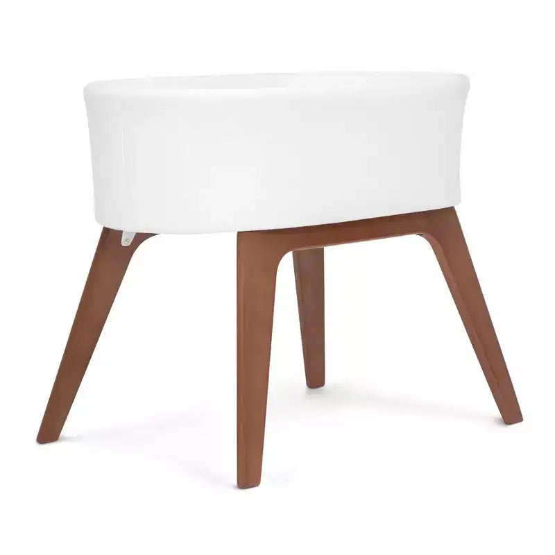 Culla portatile Aero con gambe in legno, bianca