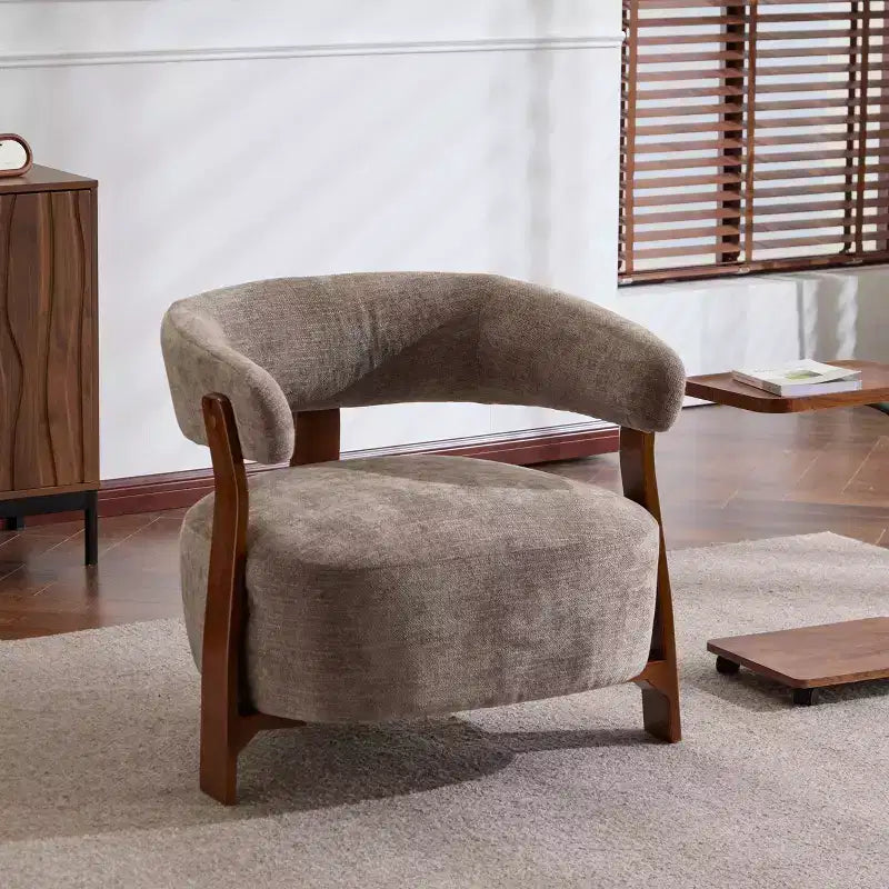 Poltrona moderna imbottita Arnaud in legno curvato