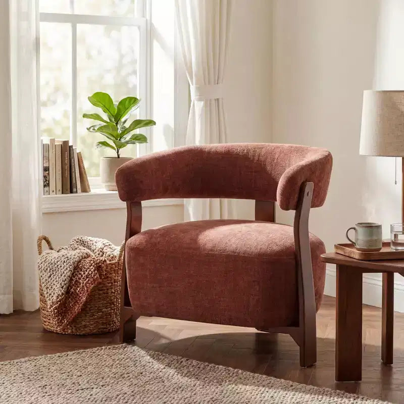 Poltrona moderna imbottita Arnaud in legno curvato