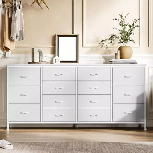 COZONY 14-Drawer Fabric TV Stand, Long Entertainment Center with Storage for Living Room Bedroom Entryway