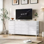 Mobile TV in Tessuto a 14 Cassetti, Credenza Lunga con Contenitore per Soggiorno Camera da Letto Ingresso