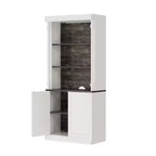 Freestanding storage cabinet with LED lighting, featuring two doors and adjustable shelves, ideal for dining rooms and living rooms.