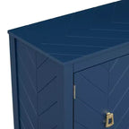 Credenza a quattro ante da 63 pollici, design a motivi geometrici con maniglie vintage, tavolo stretto da ingresso con gamba centrale