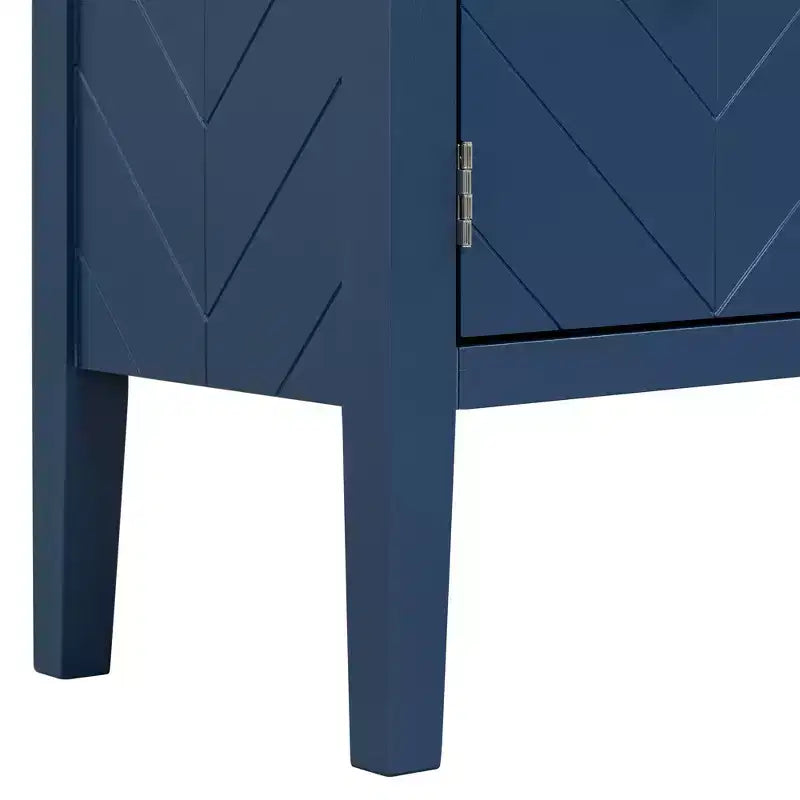 Credenza a quattro ante da 63 pollici, design a motivi geometrici con maniglie vintage, tavolo stretto da ingresso con gamba centrale