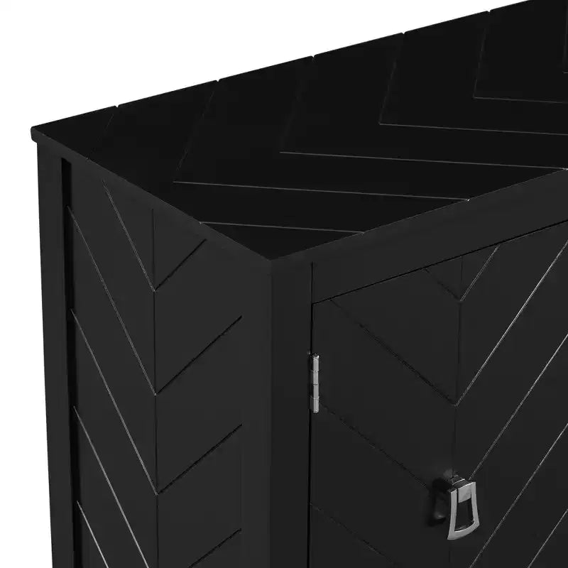 Credenza a quattro ante da 63 pollici, design a motivi geometrici con maniglie vintage, tavolo stretto da ingresso con gamba centrale