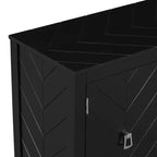 Credenza a quattro ante da 63 pollici, design a motivi geometrici con maniglie vintage, tavolo stretto da ingresso con gamba centrale