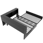 Divano letto matrimoniale con rotelle ed libreria, divano letto a L con porte USB, letto ad angolo matrimoniale in legno con testiera portaoggetti