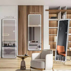 Specchio intero a LED con cornice in lega di alluminio, temperatura colore regolabile, 3-in-1 (da terra/da appendere/da appoggio), specchio smart per il corpo da 60 pollici
