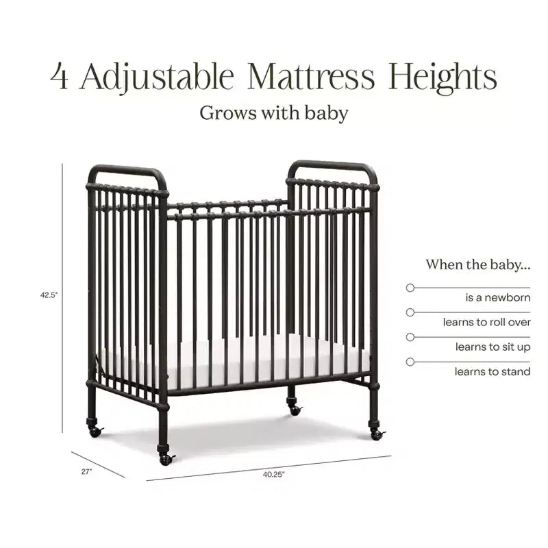 Culla Mini in Metallo Convertibile 3-in-1 Abigail