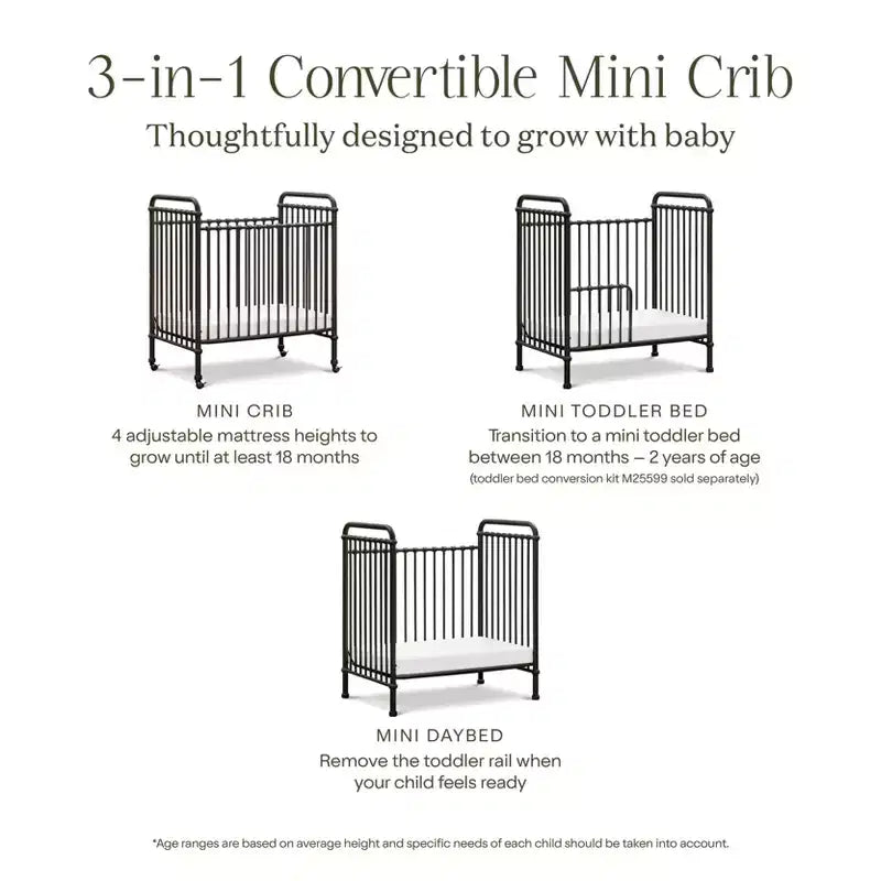Culla Mini in Metallo Convertibile 3-in-1 Abigail