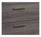 Comodino contemporaneo 1 pz. due tonalità grigio antico, mobile da camera da letto, guide centrali in metallo, maniglie a barra in ottone