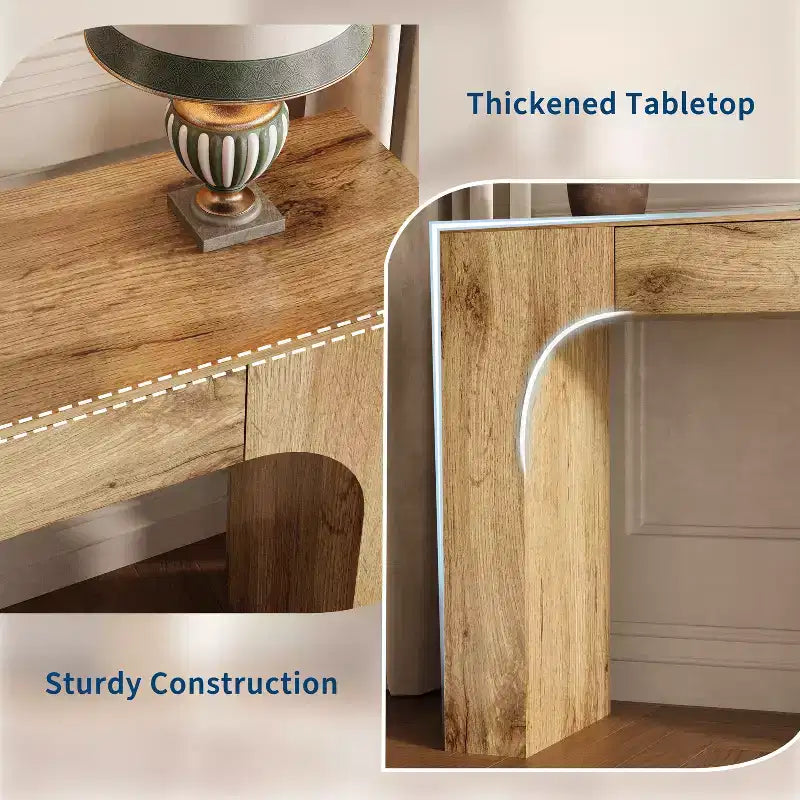 Console da tavolo con cassetto portaoggetti, Tavolino da divano industriale rustico per ingresso, soggiorno, corridoio, atrio