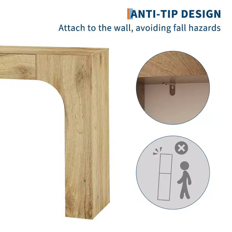 Console da tavolo con cassetto portaoggetti, Tavolino da divano industriale rustico per ingresso, soggiorno, corridoio, atrio