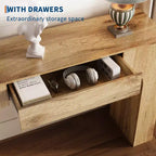 Console da tavolo con cassetto portaoggetti, Tavolino da divano industriale rustico per ingresso, soggiorno, corridoio, atrio