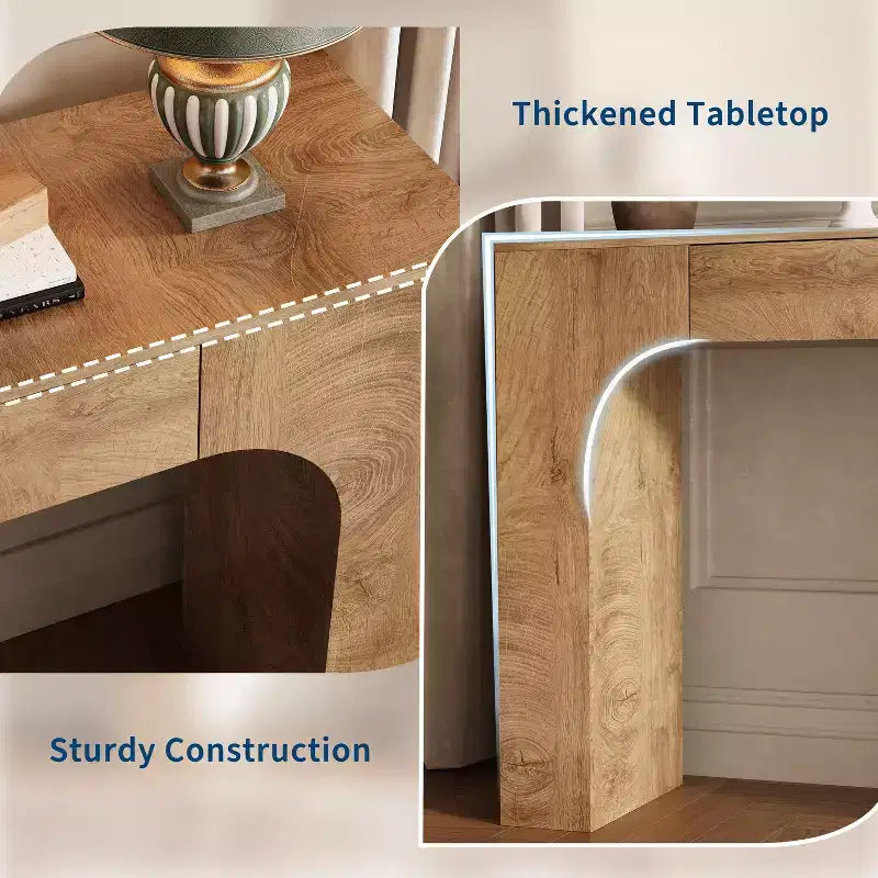 Console da tavolo con cassetto portaoggetti, Tavolino da divano industriale rustico per ingresso, soggiorno, corridoio, atrio