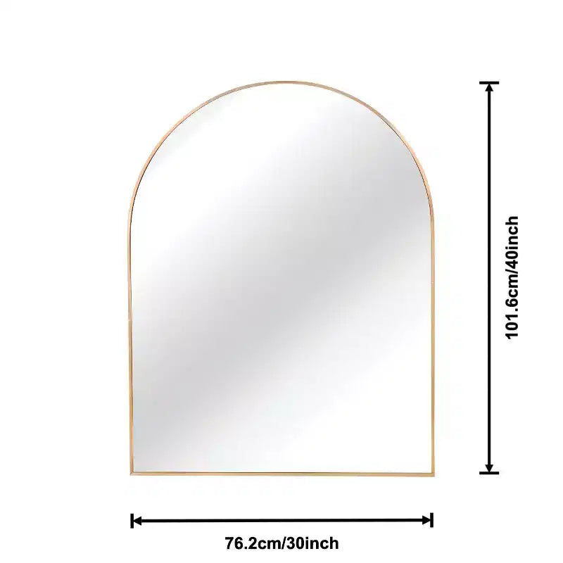 Specchio da parete ad arco con cornice in alluminio nero da 30 x 40 pollici per bagno, vanità, camera da letto, ingresso e soggiorno