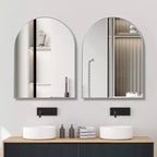 Specchio da parete ad arco con cornice in alluminio nero da 30 x 40 pollici per bagno, vanità, camera da letto, ingresso e soggiorno