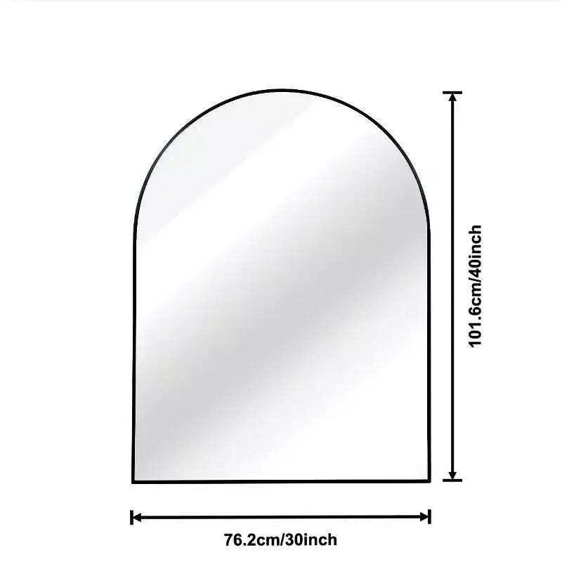 Specchio da parete ad arco con cornice in alluminio nero da 30 x 40 pollici per bagno, vanità, camera da letto, ingresso e soggiorno