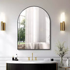 30 x 40 Inch Black Aluminum Framed Arched Wall Mirror for Bathroom Vanity Bedroom Entryway and Living Room
