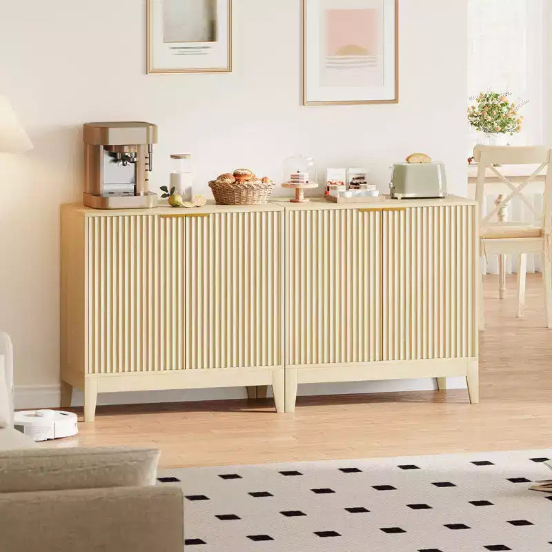 Ante e Ripiano Regolabile, Credenza a Buffet Scanalata per Soggiorno Sala da Pranzo Cucina Ingresso
