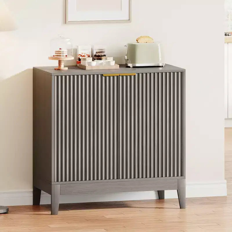Ante e Ripiano Regolabile, Credenza a Buffet Scanalata per Soggiorno Sala da Pranzo Cucina Ingresso