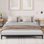 Heavy Duty Metal Platform Bed Frame, Sturdy Black Slat Support, No Box Spring Needed, 1000LB Capacity, Noise Free & Easy Assembly